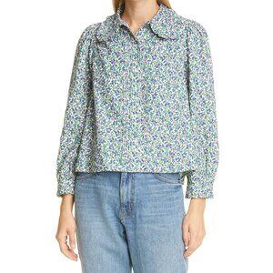 THE GREAT - The Pintuck Hemmingway Top, Size M, Color cream field floral